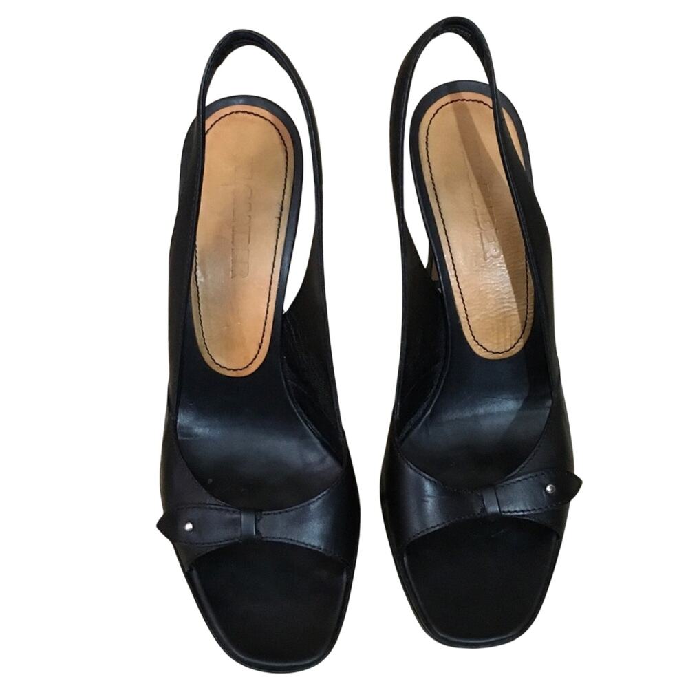 Jil Sander Leather Slingback Heels - Black - 39.5